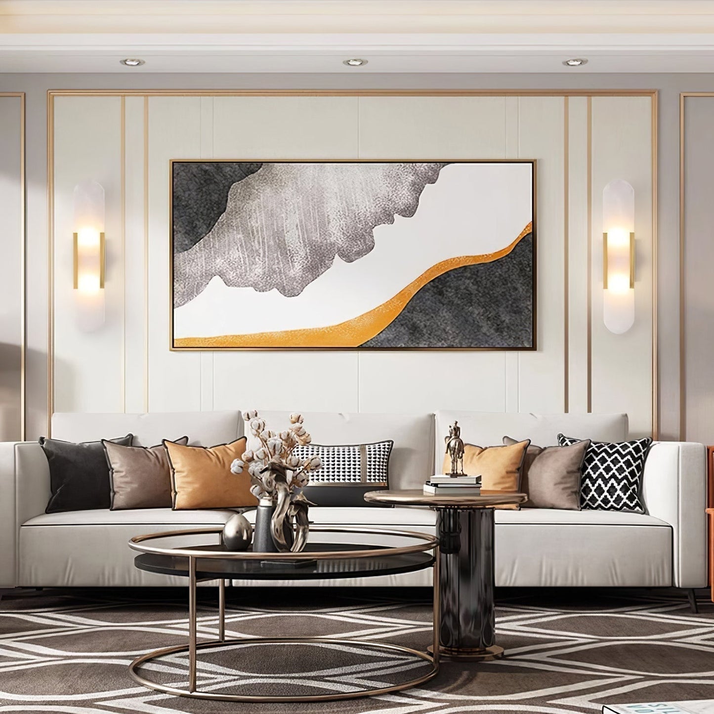 Sorenis — Verlängerte Alabaster-Wandlampe mit klassischem Metalldesign
