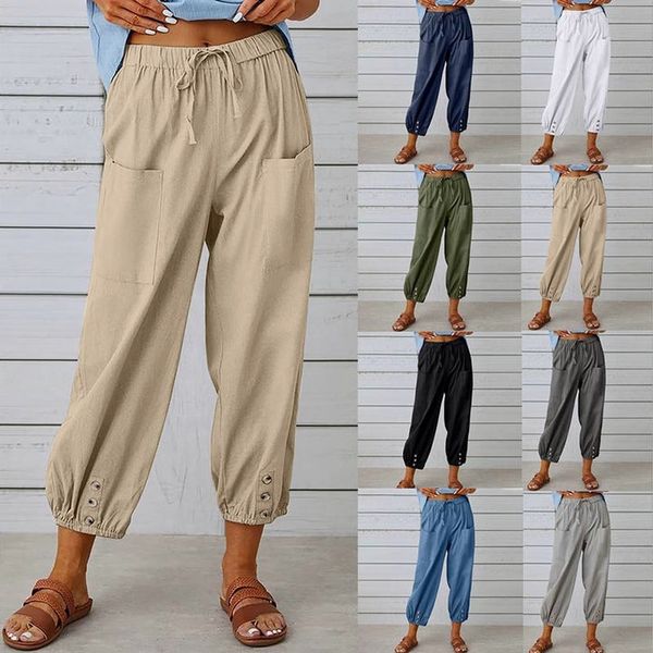Neue Damen Sommer Baumwoll-Leinen Hose Neun-Minuten-Hose