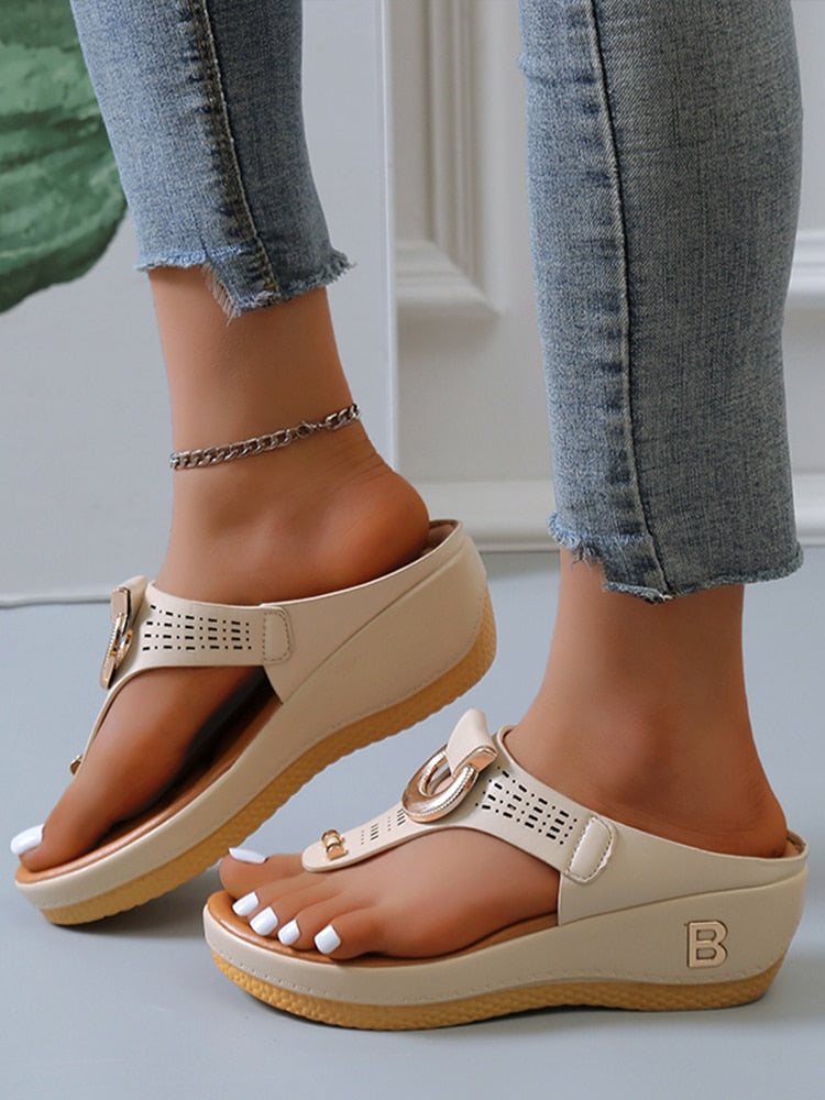 Damen Trendige Modische Plattform Wedge Casual Sandalen