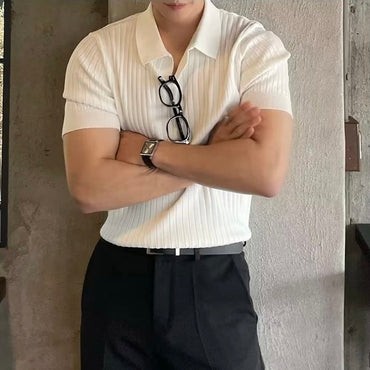 Strukturiertes Strick-Polohemd