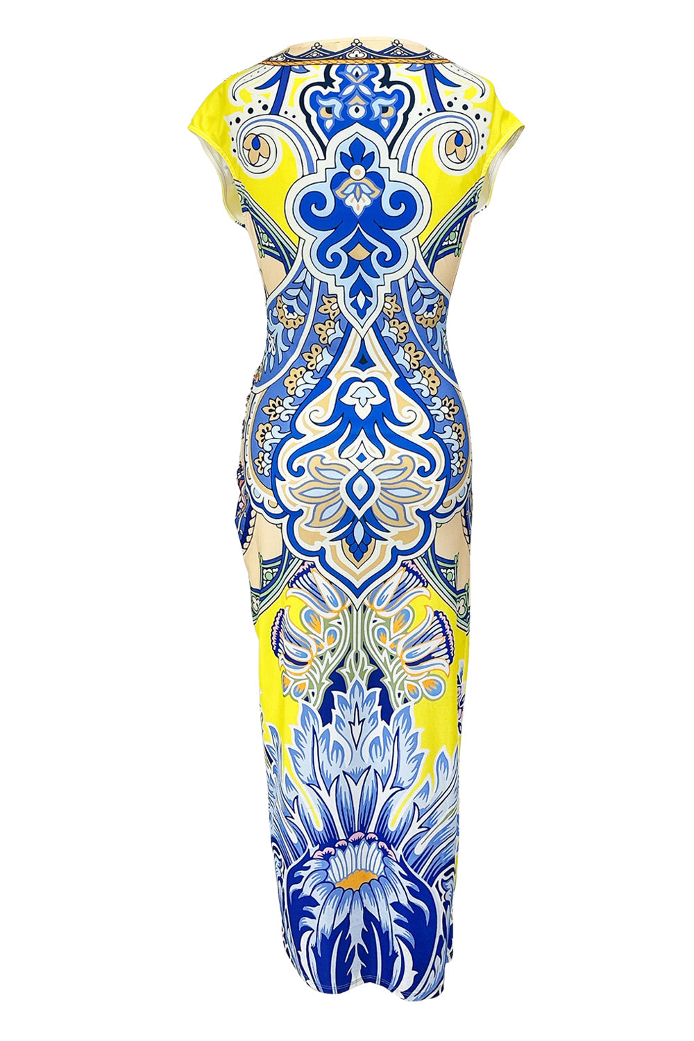 V-Ausschnitt Wickelstil Midi-Kleid