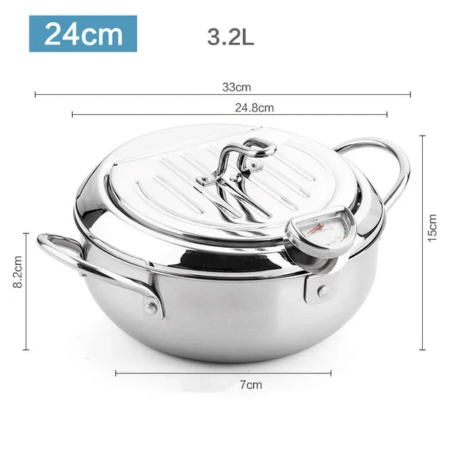 Tempura-Fritteuse mit Thermometer