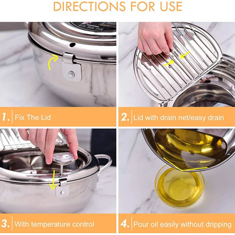 Tempura-Fritteuse mit Thermometer