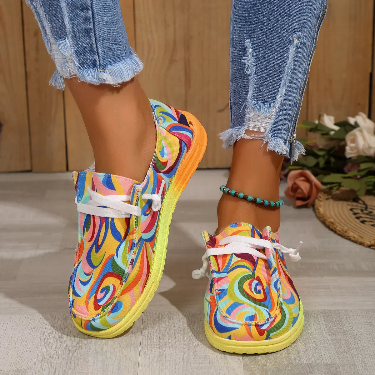 Kenna - Ethnische Regenbogen-Leinwand-Schuhe