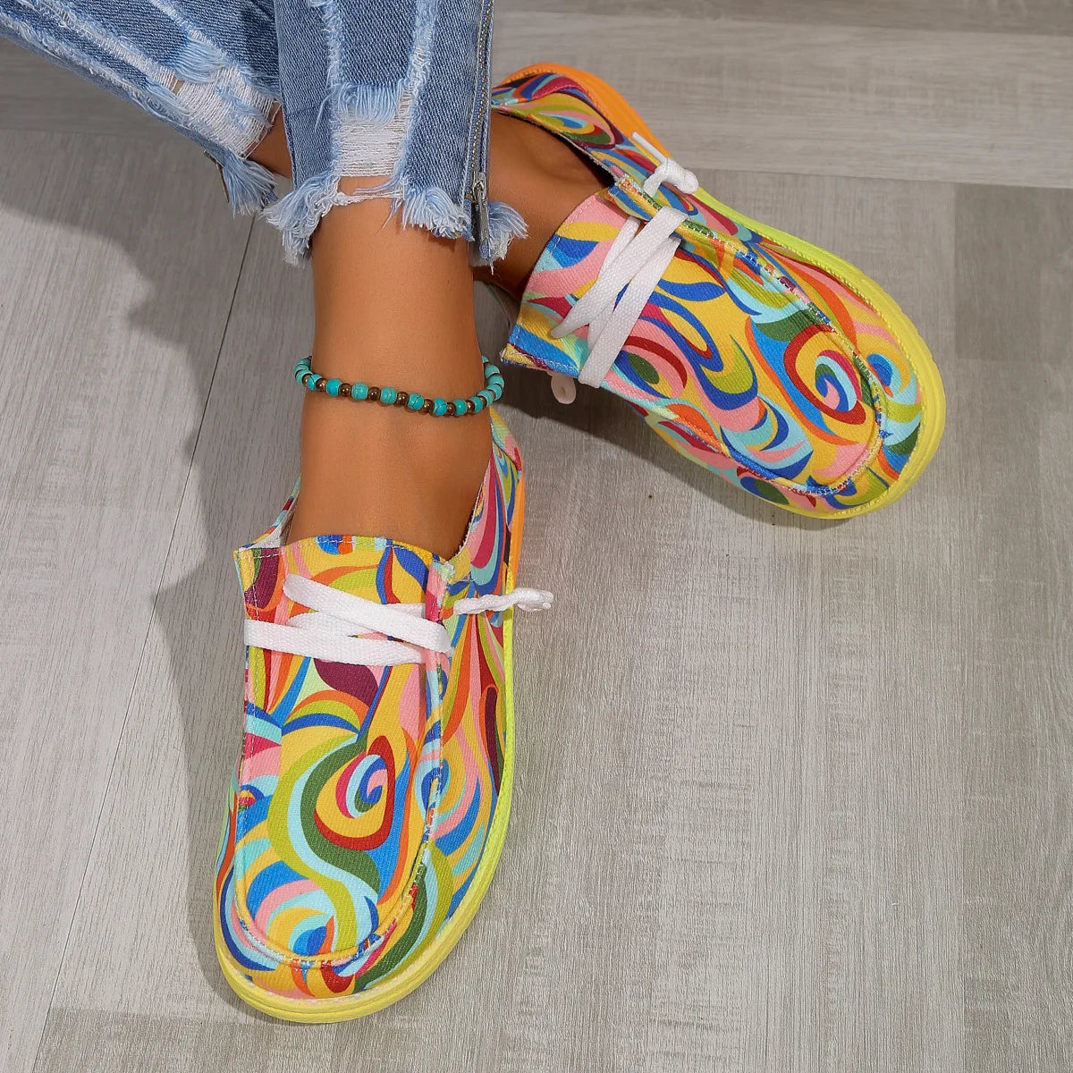 Kenna - Ethnische Regenbogen-Leinwand-Schuhe