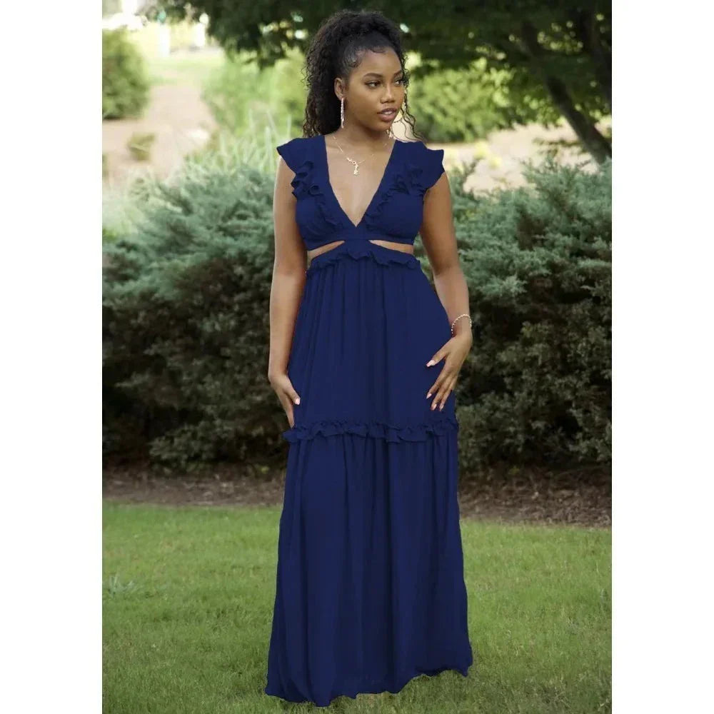 Glänzendes Glamour Kleid mit V-Ausschnitt