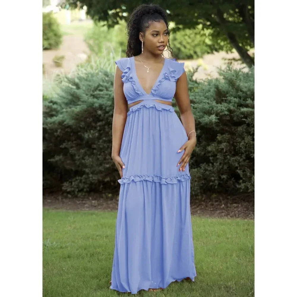 Glänzendes Glamour Kleid mit V-Ausschnitt