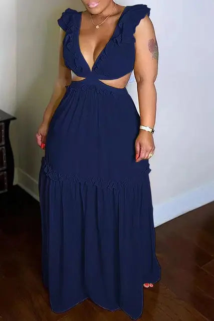 Glänzendes Glamour Kleid mit V-Ausschnitt