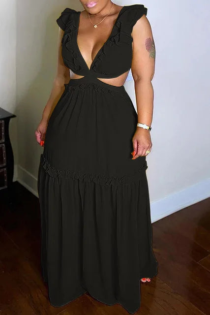 Glänzendes Glamour Kleid mit V-Ausschnitt