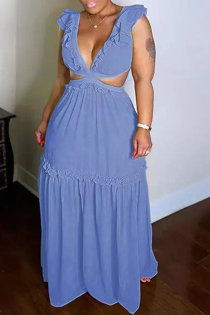 Glänzendes Glamour Kleid mit V-Ausschnitt