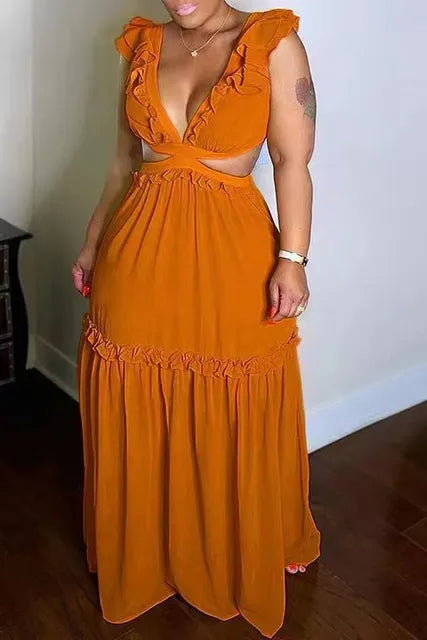Glänzendes Glamour Kleid mit V-Ausschnitt