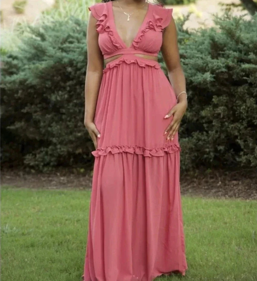 Glänzendes Glamour Kleid mit V-Ausschnitt