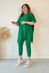 Lynara Set Zwei-teiliges Set aus dehnbarem Strick für Frauen (Top + Hose)