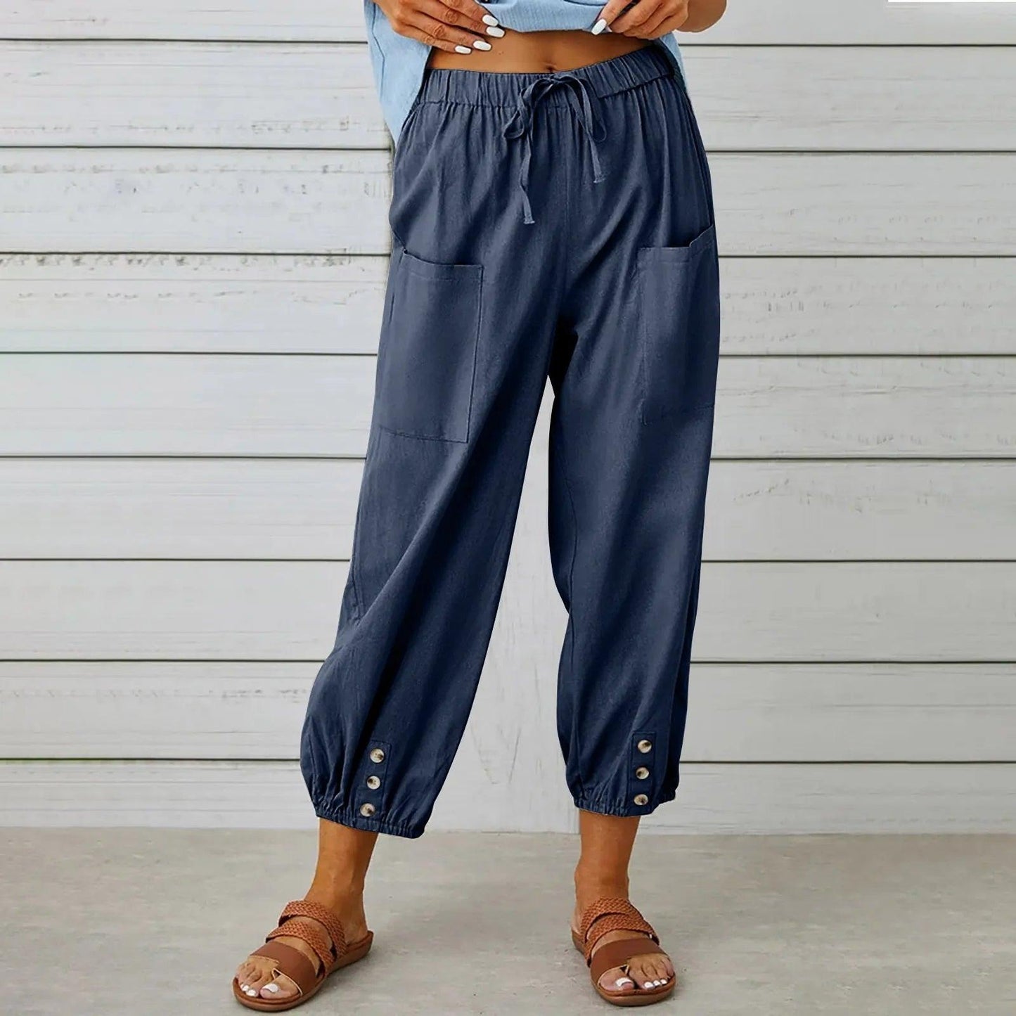 Neue Damen Sommer Baumwoll-Leinen Hose Neun-Minuten-Hose