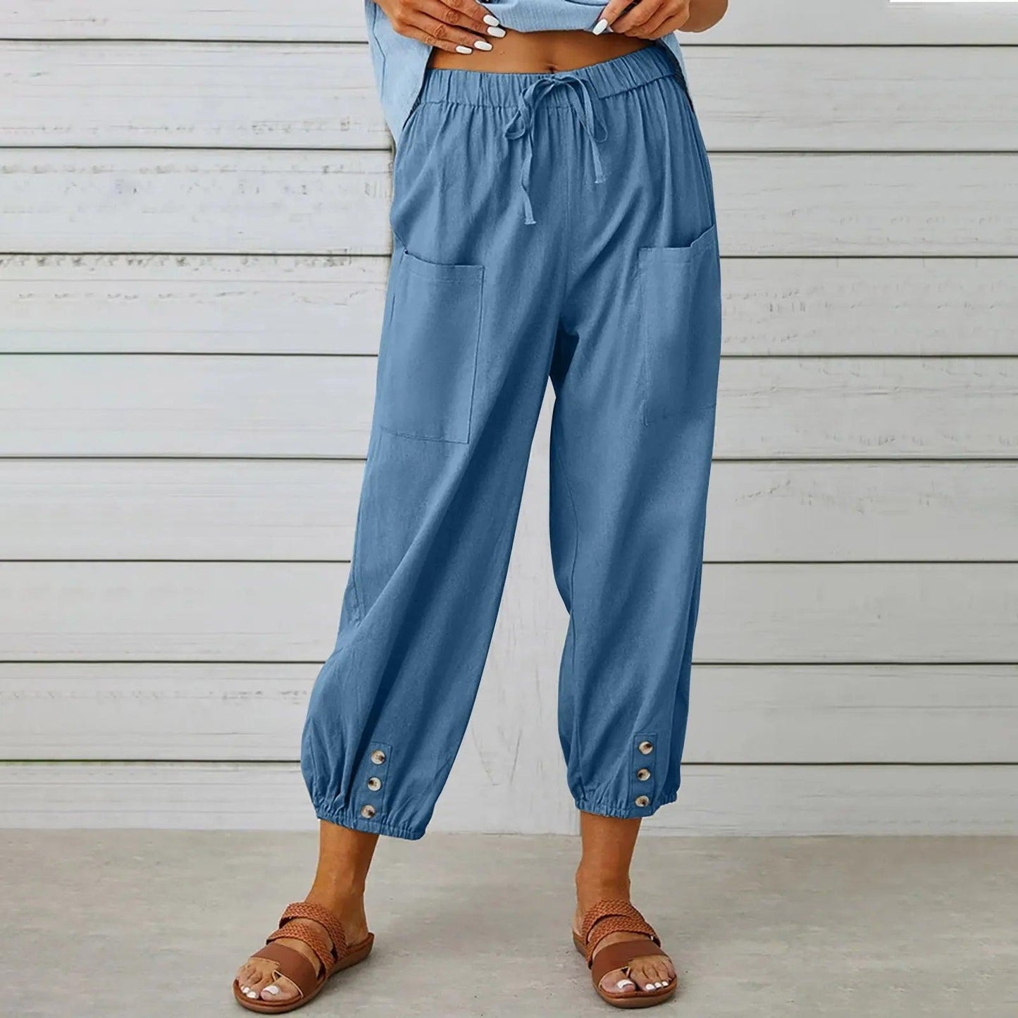 Neue Damen Sommer Baumwoll-Leinen Hose Neun-Minuten-Hose