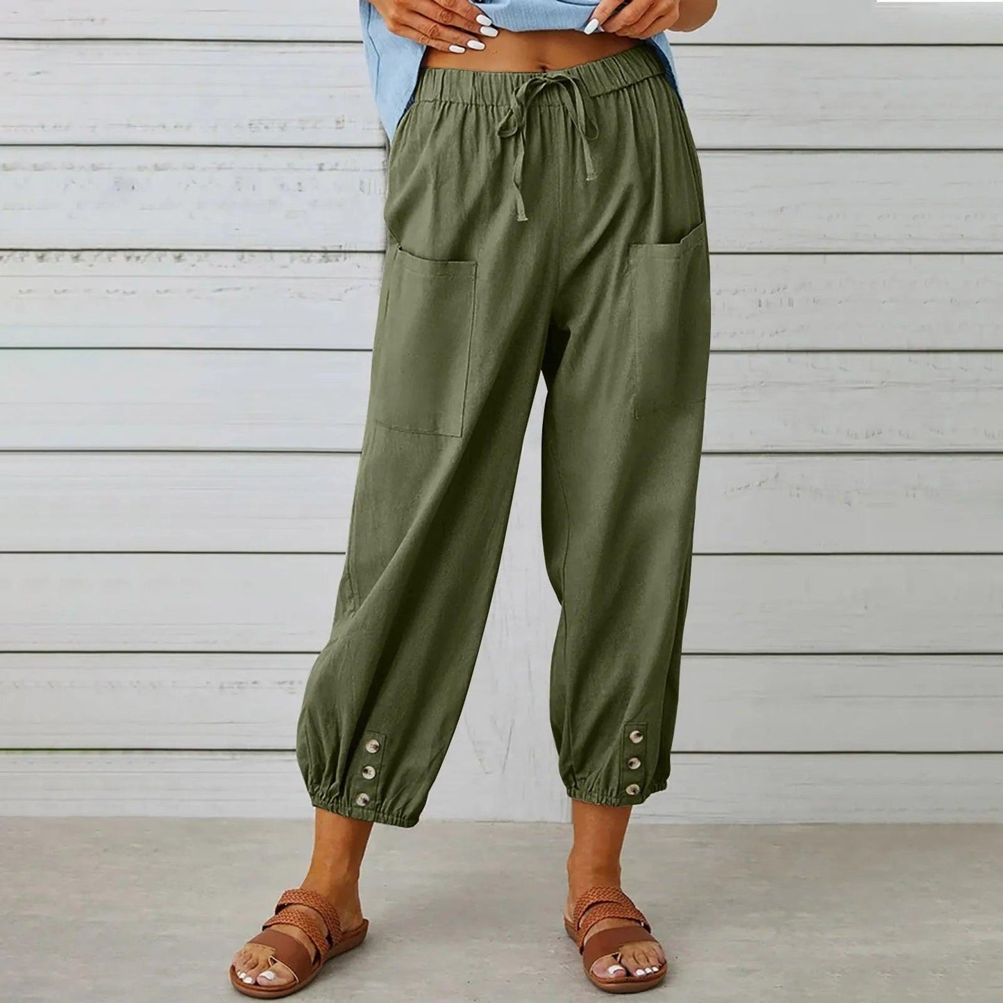 Neue Damen Sommer Baumwoll-Leinen Hose Neun-Minuten-Hose