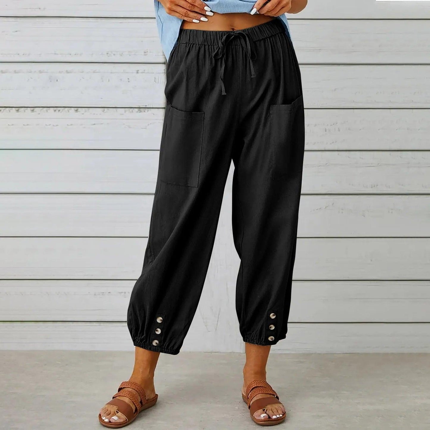 Neue Damen Sommer Baumwoll-Leinen Hose Neun-Minuten-Hose