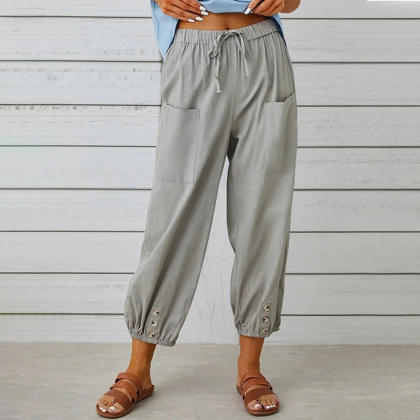 Neue Damen Sommer Baumwoll-Leinen Hose Neun-Minuten-Hose
