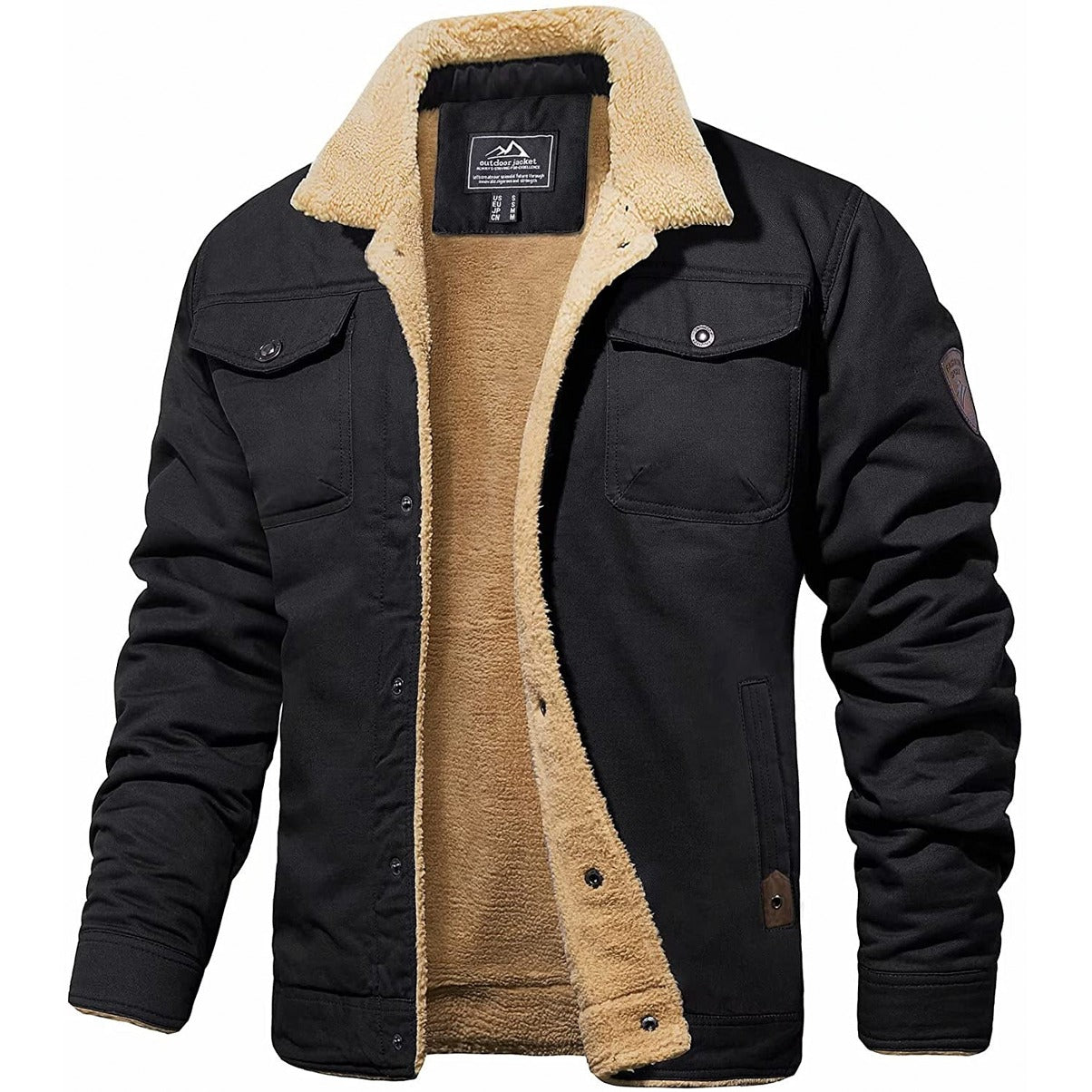 Veste de bombardier avec une alimentation en peluche pour les hommes