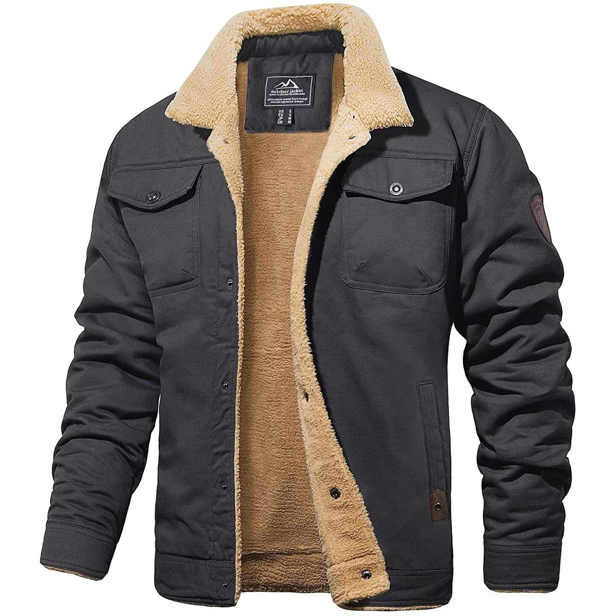 Veste de bombardier avec une alimentation en peluche pour les hommes