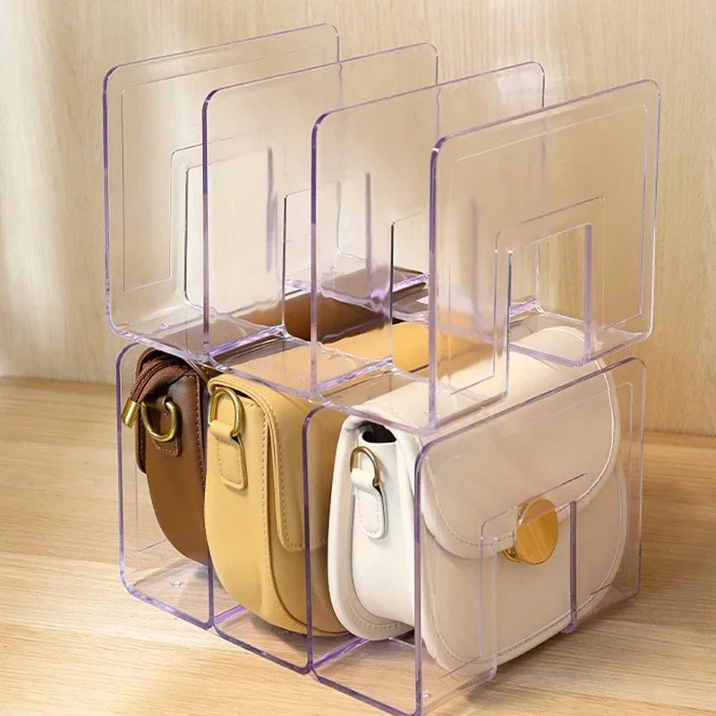 Étagère de stockage et organisateur de sacs à main en acrylique