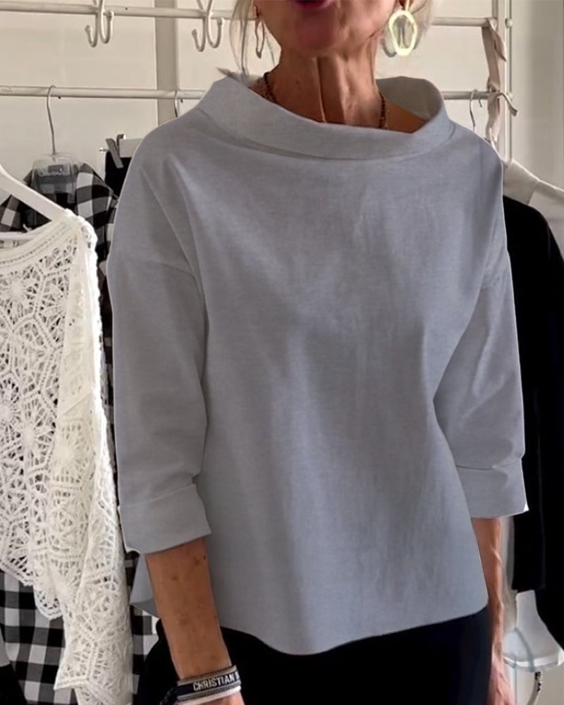 Emily Lässiges Oberteil mit breitem Revers und halben Turtleneck