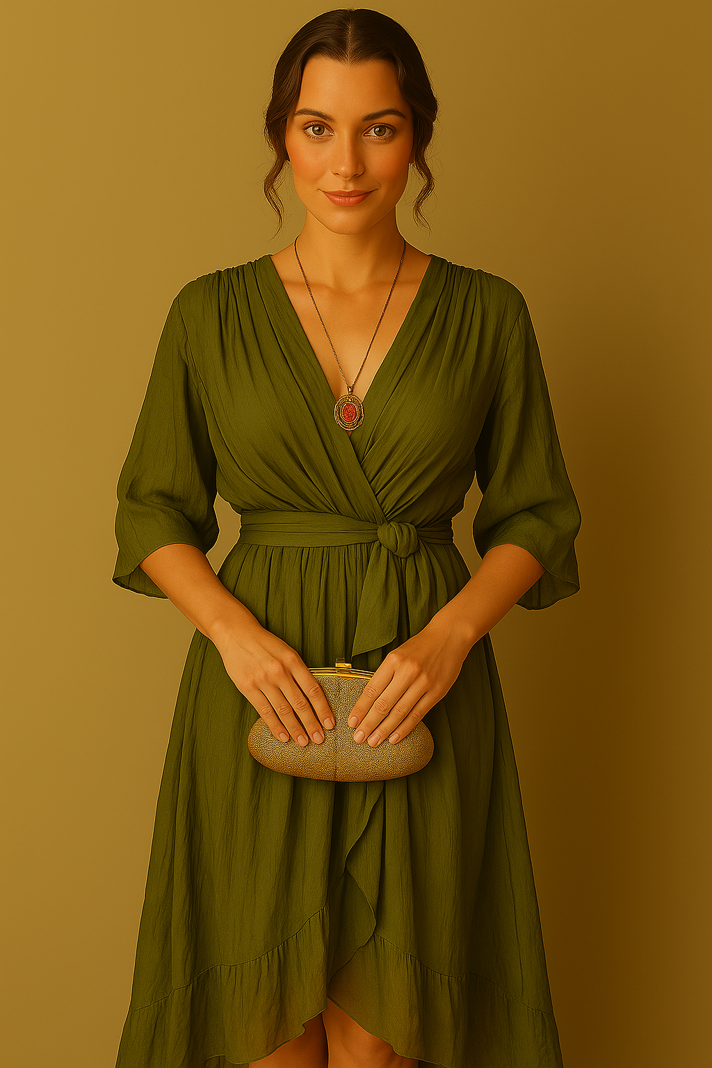 Sofie | Kleid aus Seidenmousseline mit V-Ausschnitt