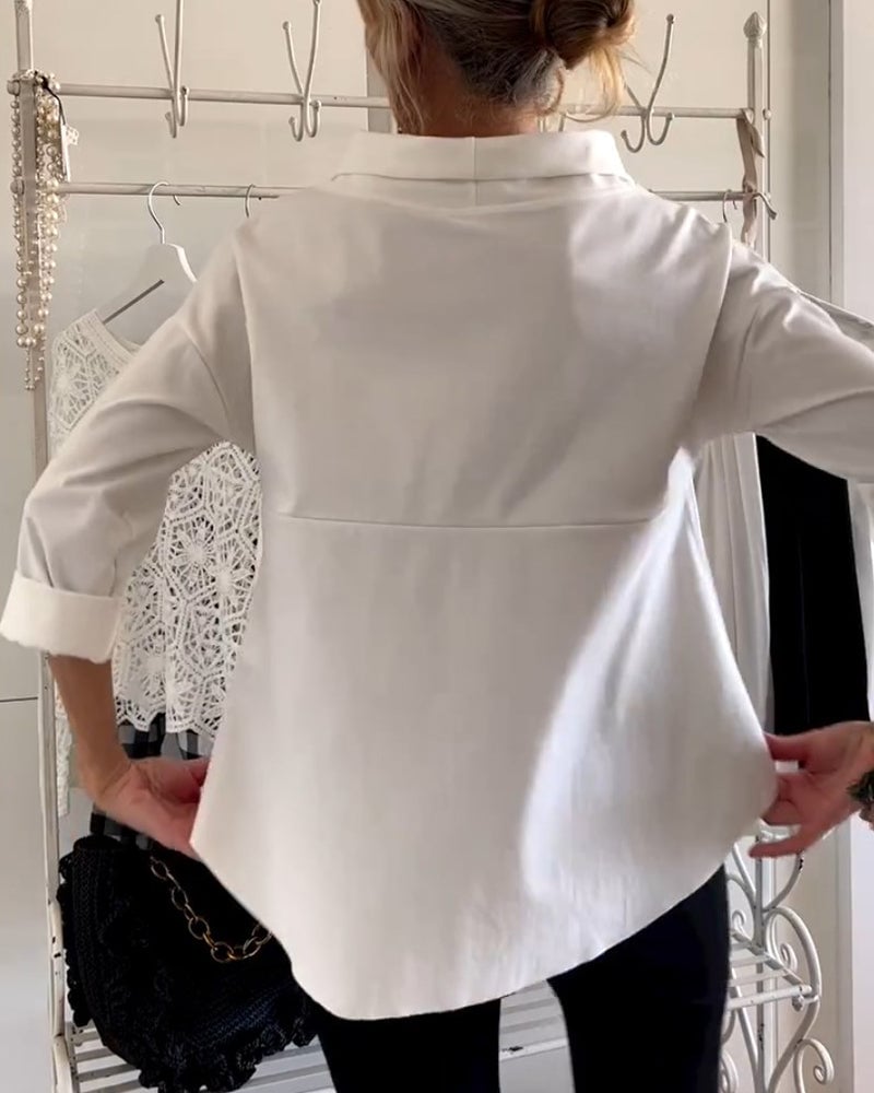 Emily Lässiges Oberteil mit breitem Revers und halben Turtleneck