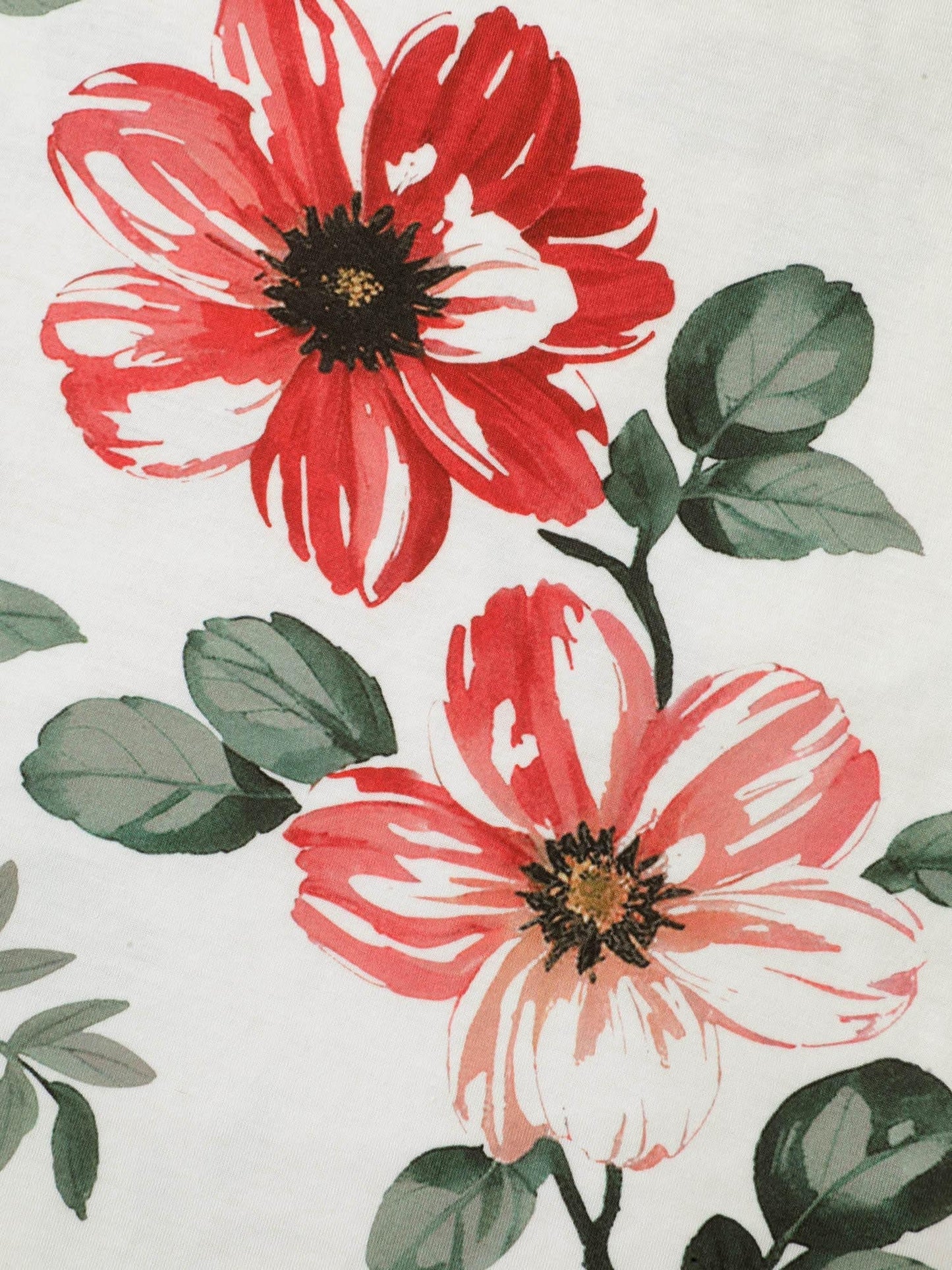 Buntes Blumenmuster V-Ausschnitt T-Shirt