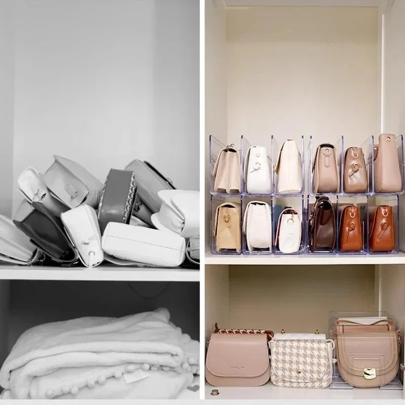 Étagère de stockage et organisateur de sacs à main en acrylique