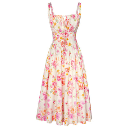 Sommerliches Bequemes Blumenkleid mit Taschen