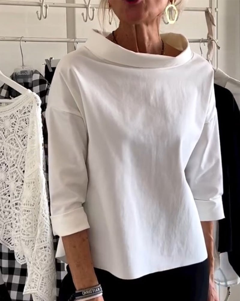 Emily Lässiges Oberteil mit breitem Revers und halben Turtleneck