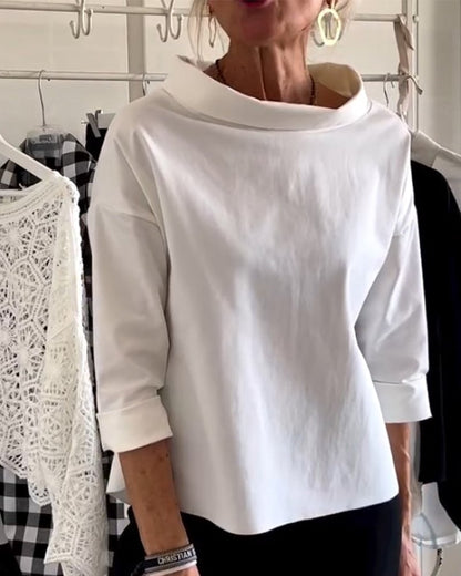 Emily Lässiges Oberteil mit breitem Revers und halben Turtleneck
