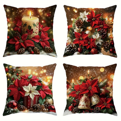 Taies d'oreiller à lancer de Noël 4 pièces