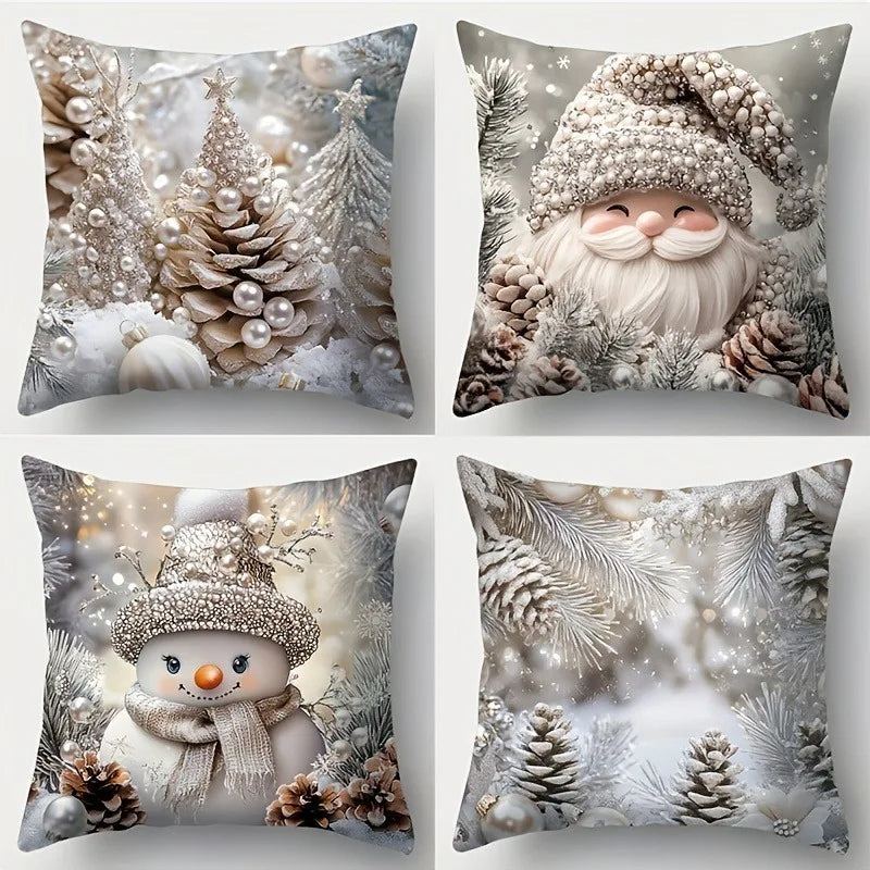 Taies d'oreiller à lancer de Noël 4 pièces