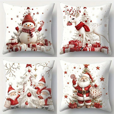 Taies d'oreiller à lancer de Noël 4 pièces