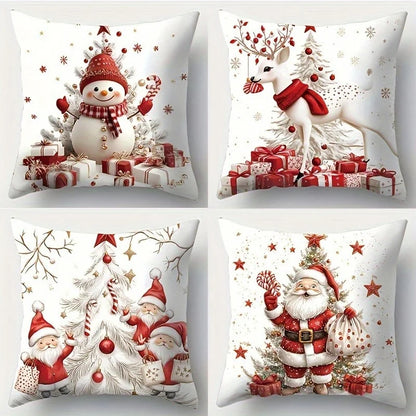 Taies d'oreiller à lancer de Noël 4 pièces