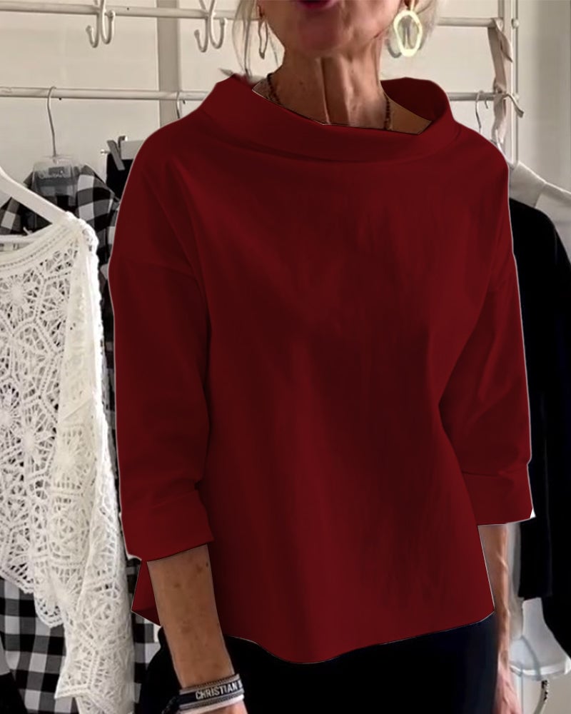 Emily Lässiges Oberteil mit breitem Revers und halben Turtleneck