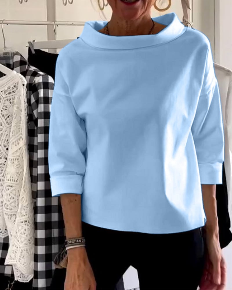 Emily Lässiges Oberteil mit breitem Revers und halben Turtleneck