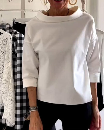 Emily Lässiges Oberteil mit breitem Revers und halben Turtleneck