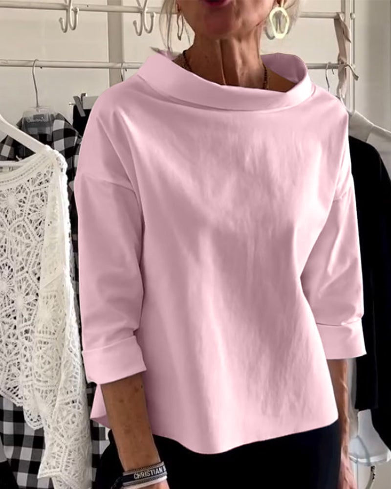 Emily Lässiges Oberteil mit breitem Revers und halben Turtleneck