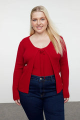 Roter Strick-Cardigan