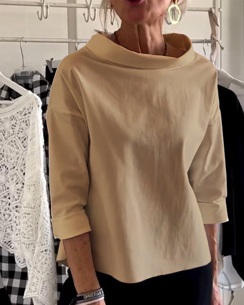 Emily Lässiges Oberteil mit breitem Revers und halben Turtleneck