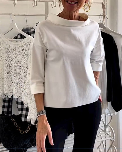 Emily Lässiges Oberteil mit breitem Revers und halben Turtleneck