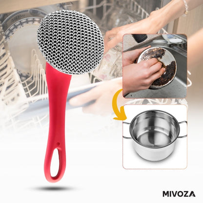 Brosse de cuisine en acier inoxydable avec une longue poignée