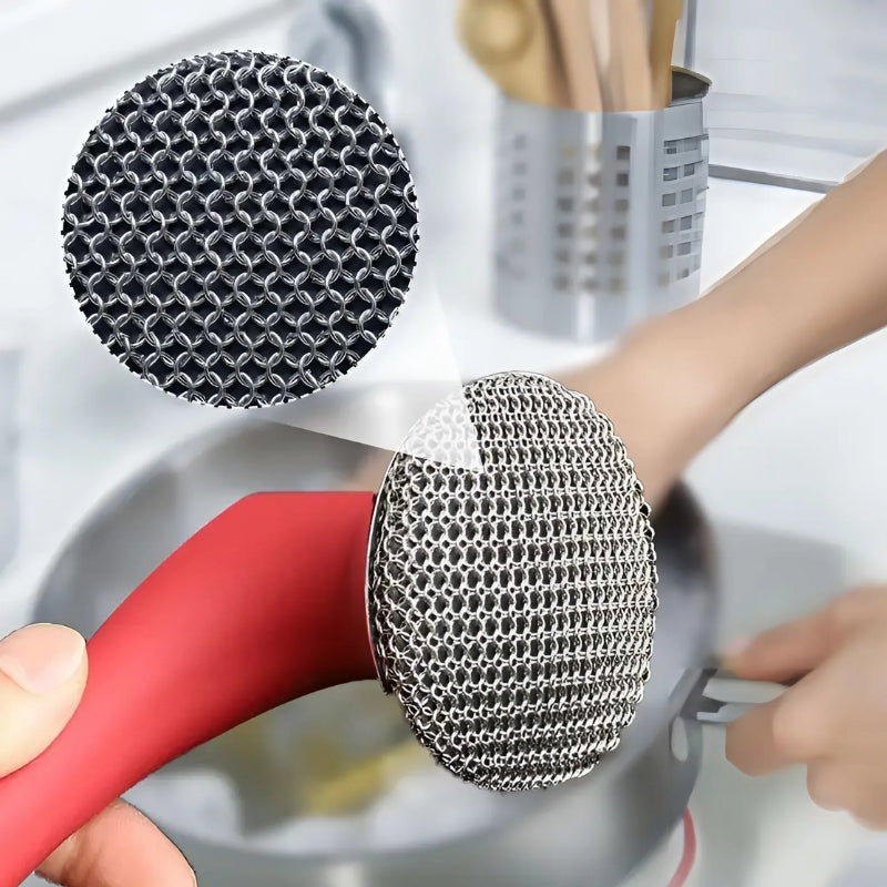Brosse de cuisine en acier inoxydable avec une longue poignée