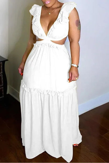 Glänzendes Glamour Kleid mit V-Ausschnitt