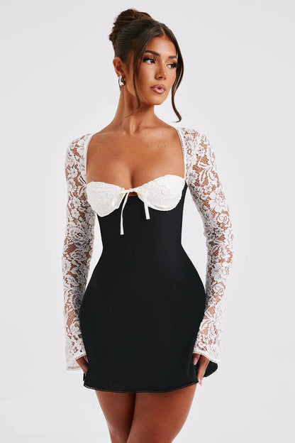 Spitzenkorsett Schwarz & Weiß Minikleid