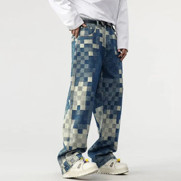 Sampson - Weit geschnittene Hose mit pixeliertem Muster