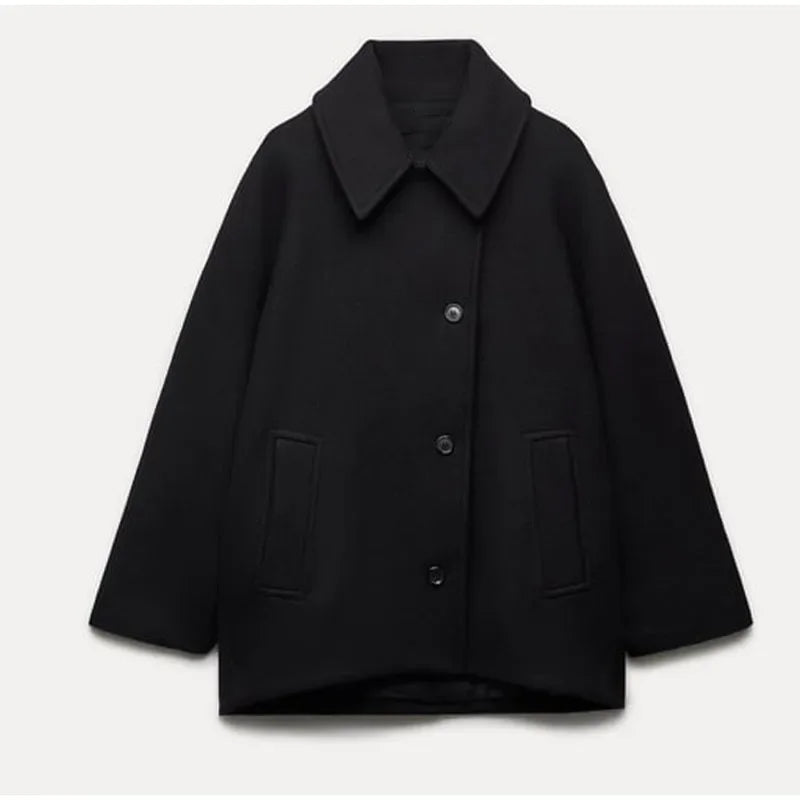 Brenda | Manteau solide avec collier redondant